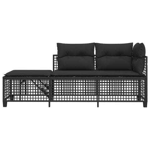 3-tlg. Garten-Ecksofa-Set mit Kissen Schwarz Poly Rattan