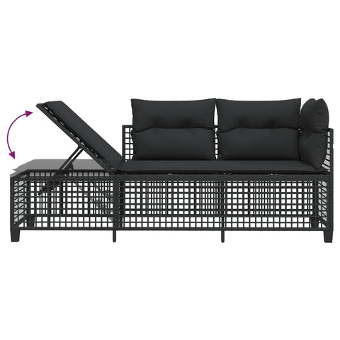 3-tlg. Garten-Ecksofa-Set mit Kissen Schwarz Poly Rattan