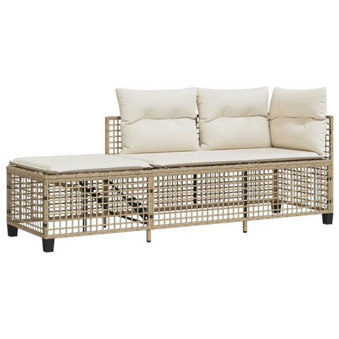 3-tlg. Garten-Ecksofa-Set mit Kissen Beige Poly Rattan