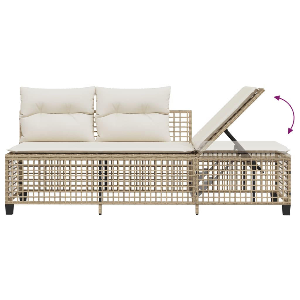 3-tlg. Garten-Ecksofa-Set mit Kissen Beige Poly Rattan