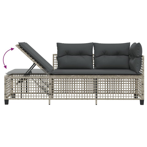 3-tlg. Garten-Ecksofa-Set mit Kissen Hellgrau Poly Rattan