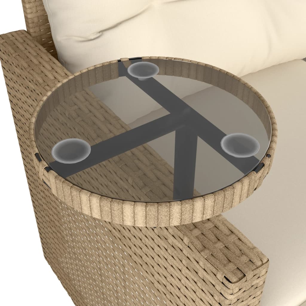 3-tlg. Garten-Sofagarnitur mit Kissen Beige Poly Rattan