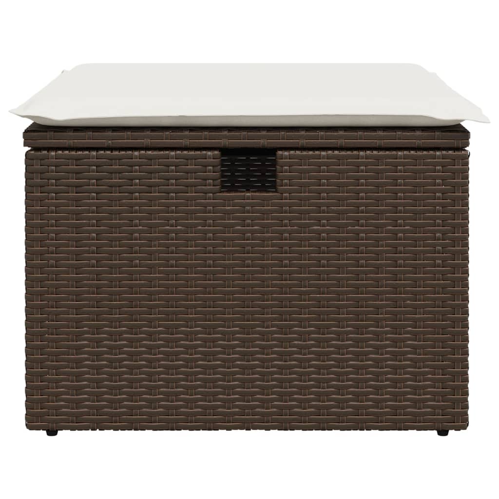 Gartenhocker mit Kissen Braun 55x55x37 cm Poly Rattan