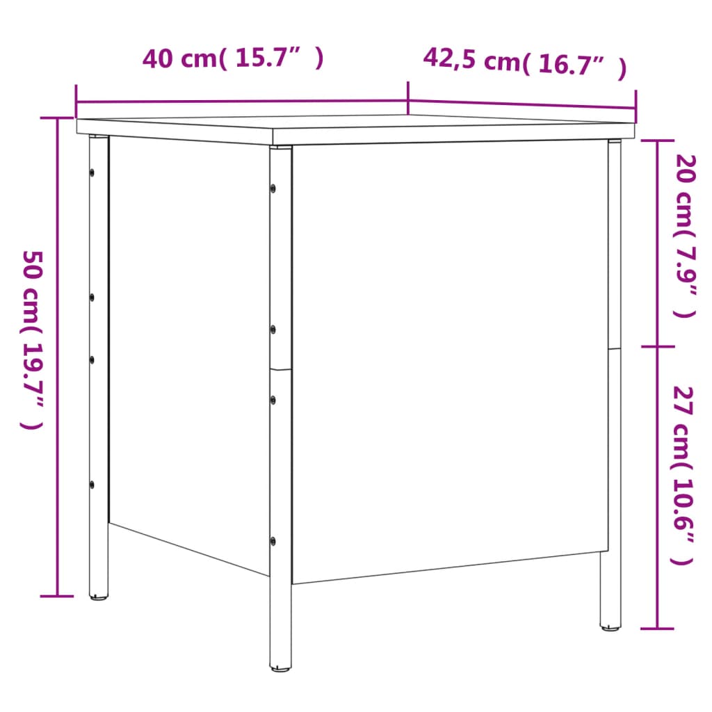 Sitzbank mit Stauraum Räuchereiche 40x42,5x50 cm Holzwerkstoff