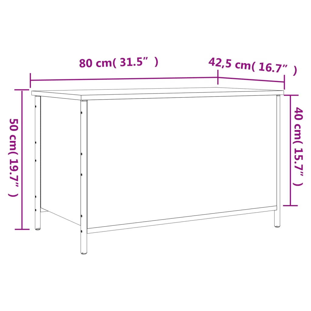 Sitzbank mit Stauraum Räuchereiche 80x42,5x50 cm Holzwerkstoff