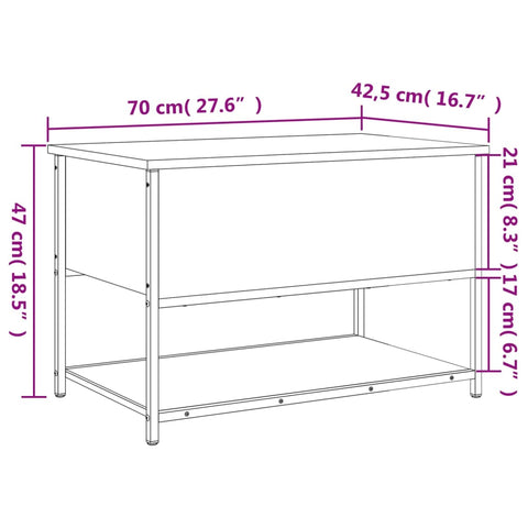 Sitzbank mit Stauraum Schwarz 70x42,5x47 cm Holzwerkstoff