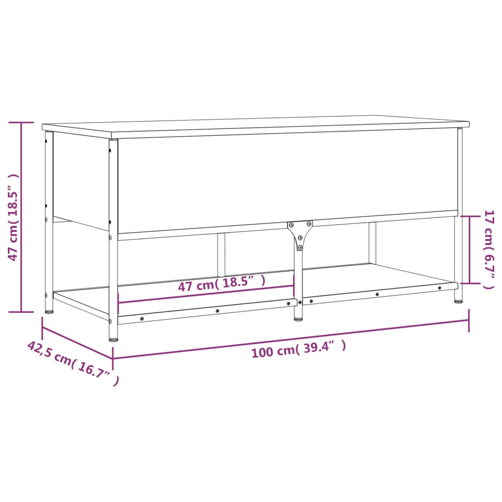 Sitzbank mit Stauraum Räuchereiche 100x42,5x47 cm Holzwerkstoff