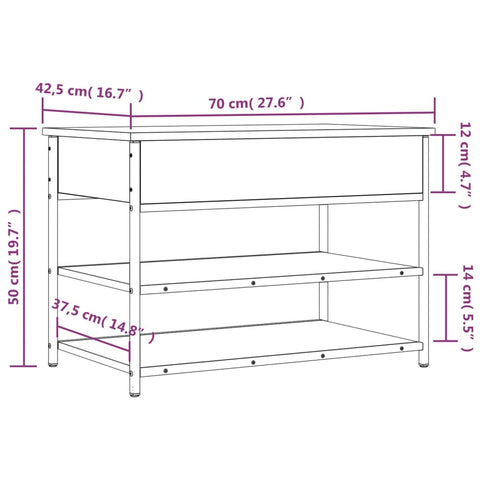 Schuhbank Schwarz 70x42,5x50 cm Holzwerkstoff