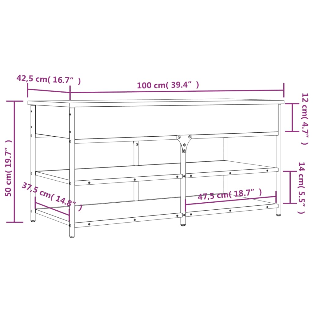 Schuhbank Schwarz 100x42,5x50 cm Holzwerkstoff