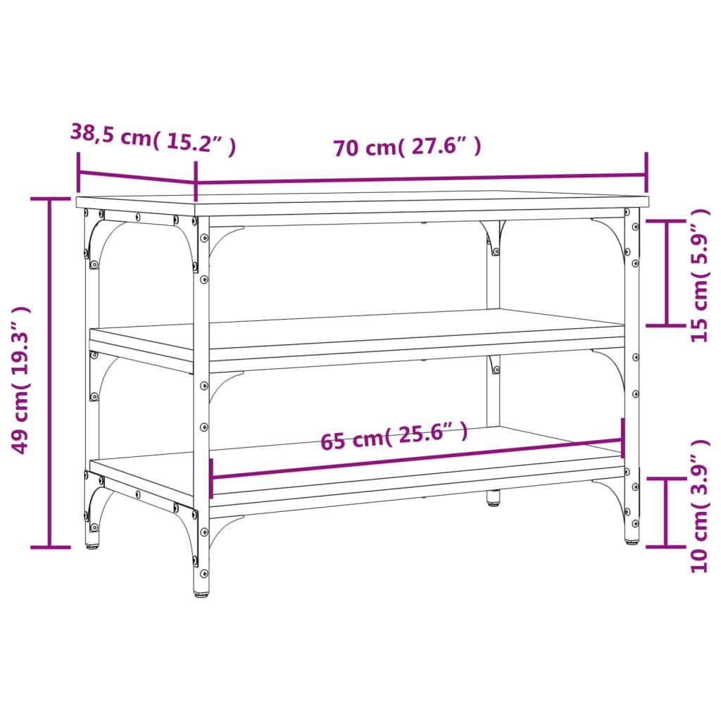 Schuhbank Schwarz 70x38,5x49 cm Holzwerkstoff