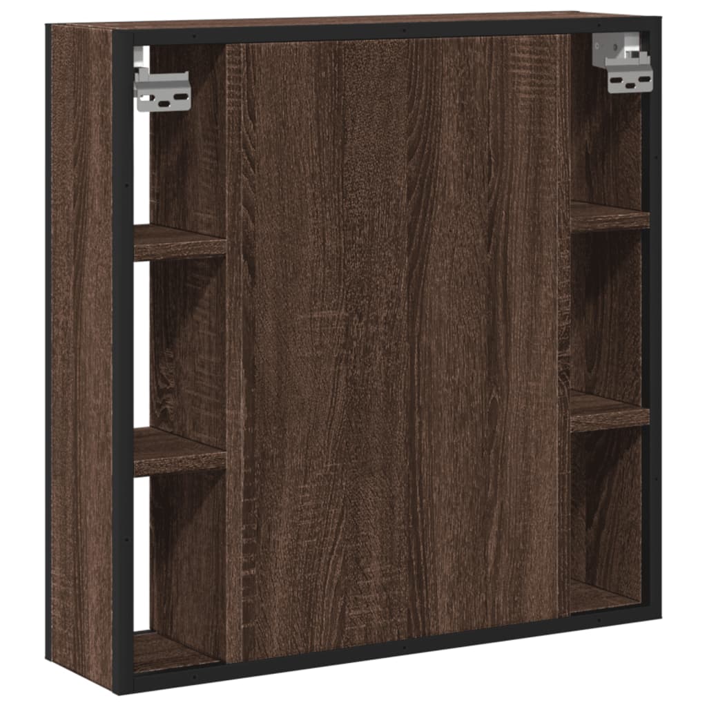 Bad-Spiegelschrank Braun Eiche-Optik 60x16x60cm Holzwerkstoff