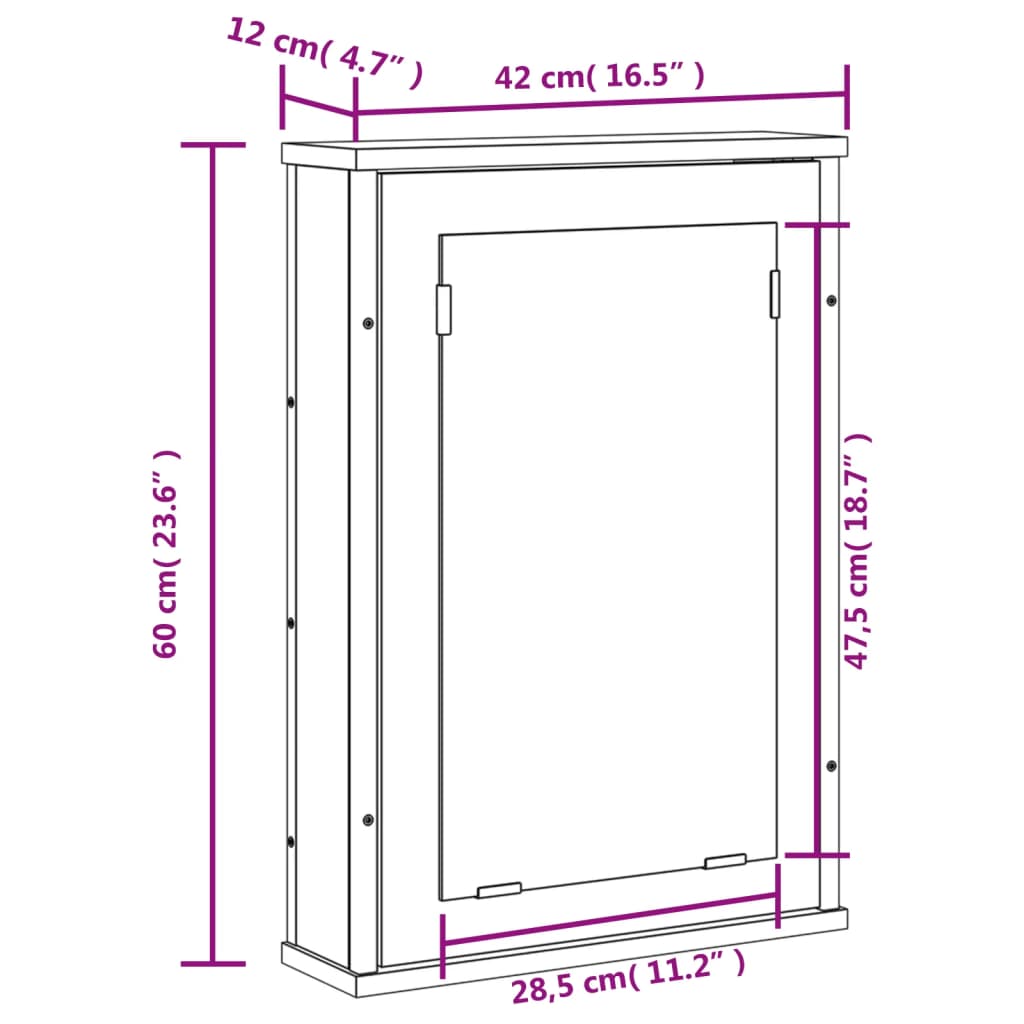 Bad-Spiegelschrank Schwarz 42x12x60 cm Holzwerkstoff