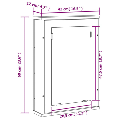 Bad-Spiegelschrank Grau Sonoma 42x12x60 cm Holzwerkstoff