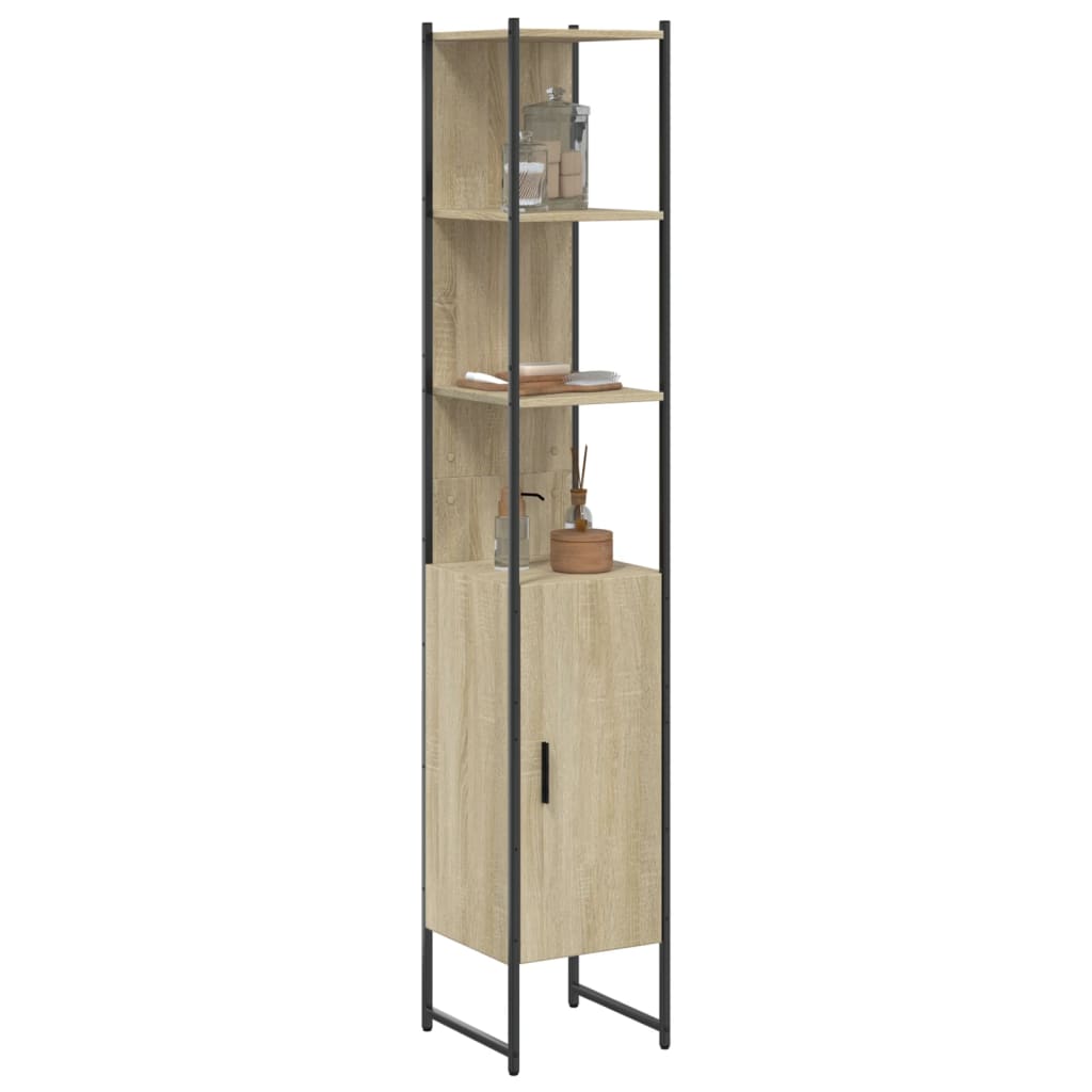 Badschrank Sonoma-Eiche 33x33x185,5 cm Holzwerkstoff