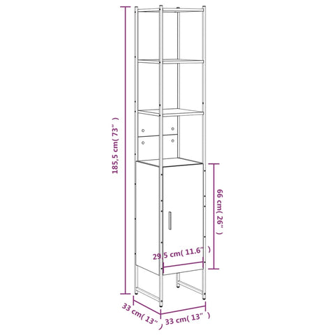 Badschrank Braun Eichen-Optik 33x33x185,5 cm Holzwerkstoff