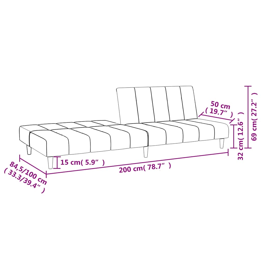 Schlafsofa 2-Sitzer Hellgrün Samt