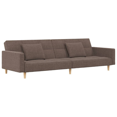 Schlafsofa 2-Sitzer mit 2 Kissen Taupe Stoff