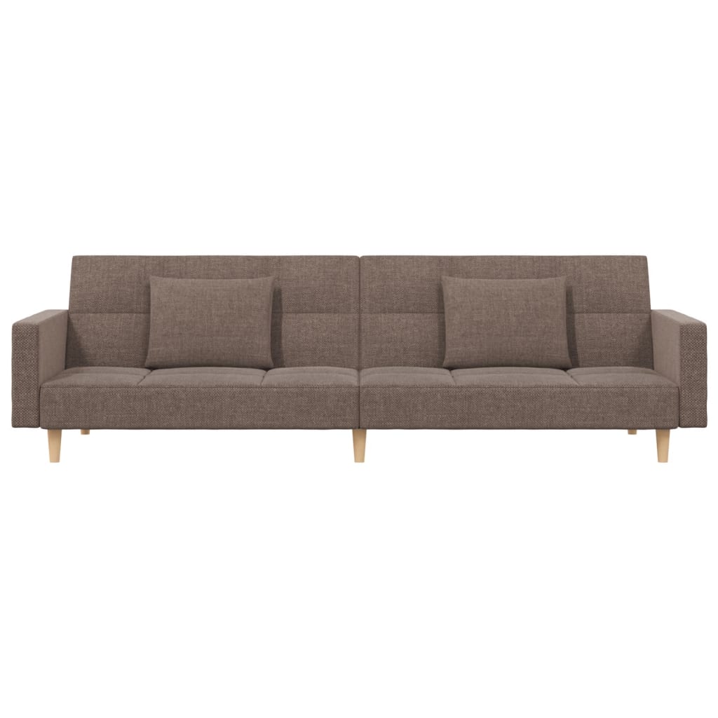 Schlafsofa 2-Sitzer mit 2 Kissen Taupe Stoff