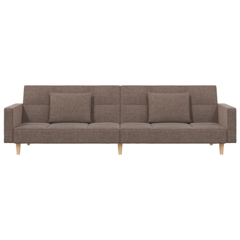 Schlafsofa 2-Sitzer mit 2 Kissen Taupe Stoff