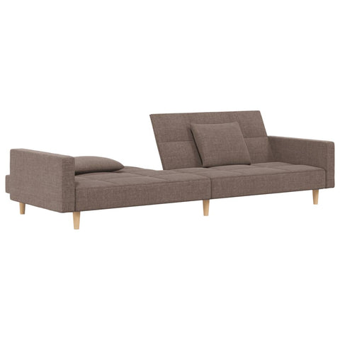 Schlafsofa 2-Sitzer mit 2 Kissen Taupe Stoff