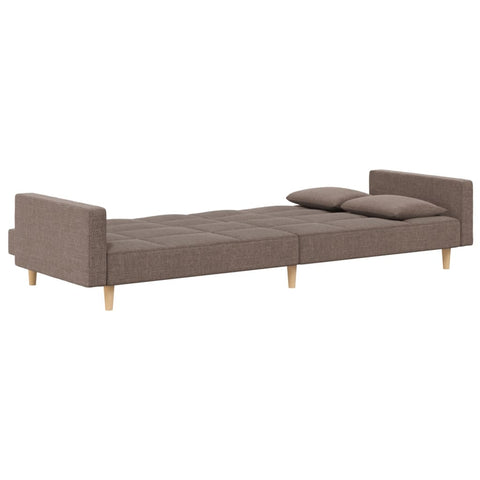 Schlafsofa 2-Sitzer mit 2 Kissen Taupe Stoff