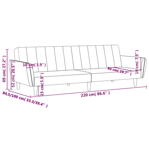 Schlafsofa 2-Sitzer Weinrot Samt