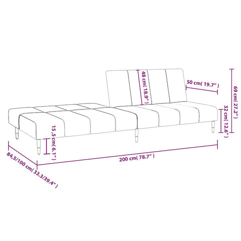 Elegantes Schlafsofa mit Samtbezug und 2-in-1-Funktion – verstellbare Rückenlehnen, 200 cm breit, vielseitig einsetzbar