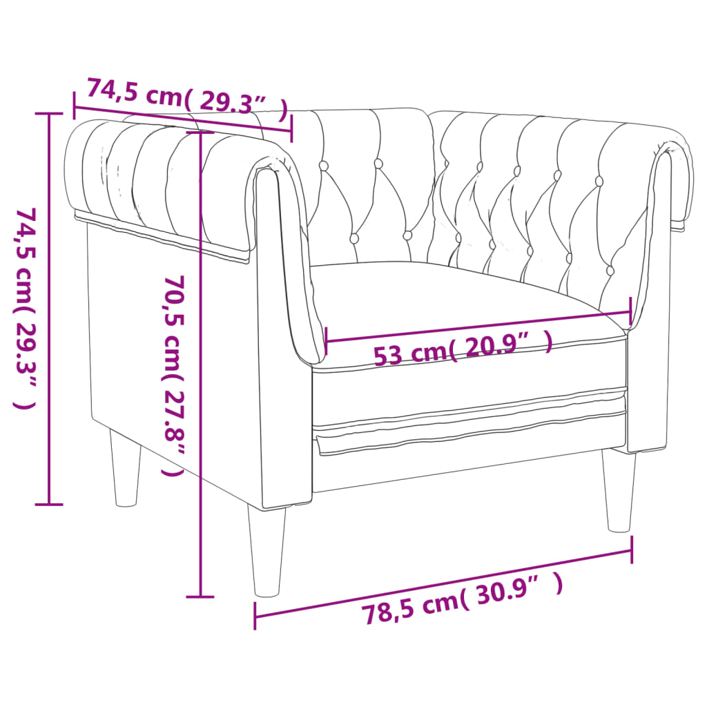 Chesterfield-Sessel Braun Stoff