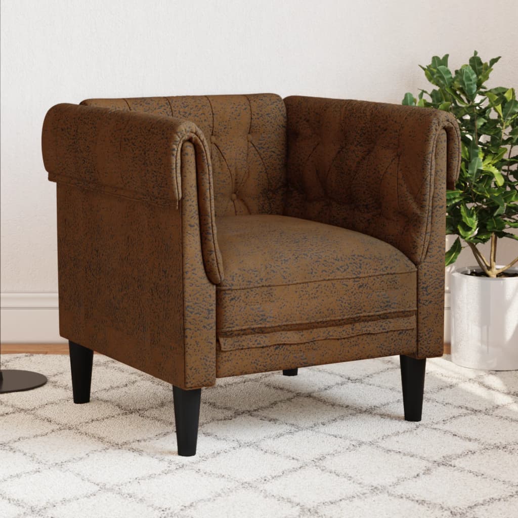 Chesterfield-Sessel Braun Stoff