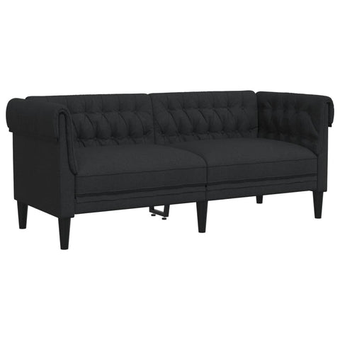 Chesterfield-Sofa 2-Sitzer Schwarz Stoff