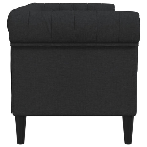 Chesterfield-Sofa 2-Sitzer Schwarz Stoff