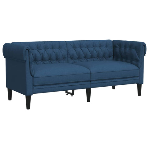 Chesterfield-Sofa 2-Sitzer Blau Stoff