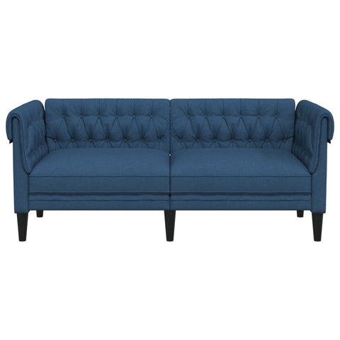 Chesterfield-Sofa 2-Sitzer Blau Stoff