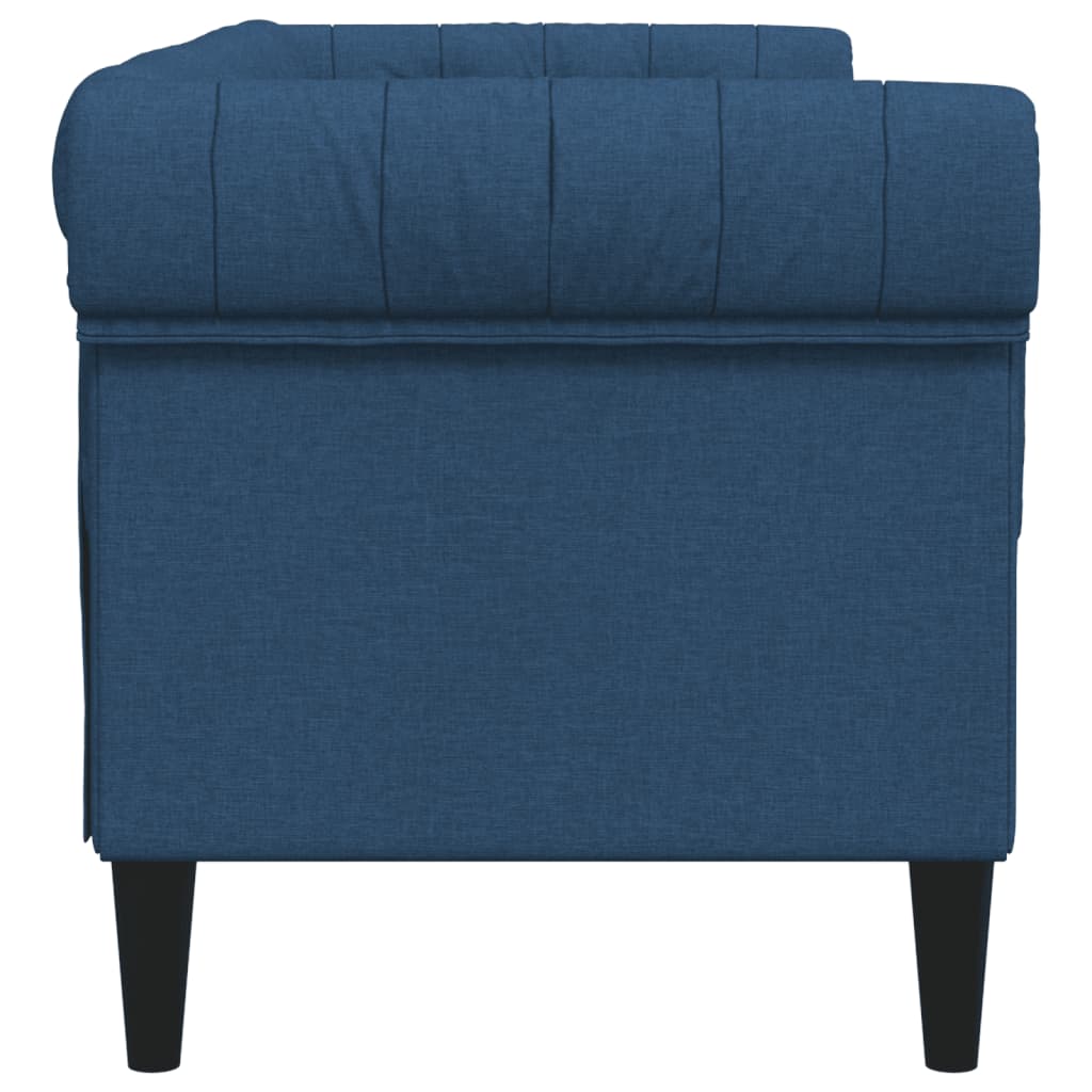 Chesterfield-Sofa 2-Sitzer Blau Stoff