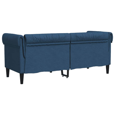 Chesterfield-Sofa 2-Sitzer Blau Stoff