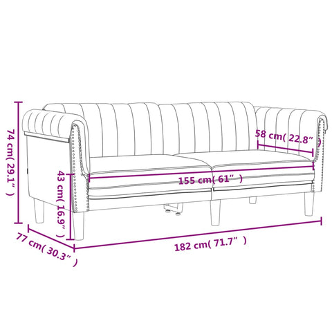 Sofa 2-Sitzer Dunkelgrau Samt