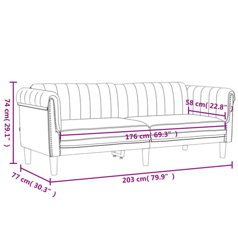 Sofa 3-Sitzer Dunkelgrau Samt