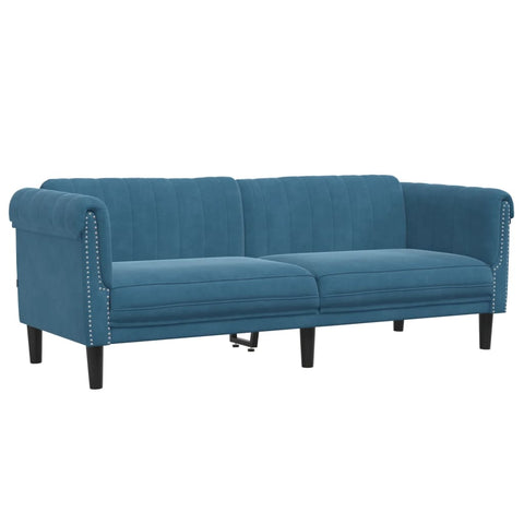 Sofa 3-Sitzer Blau Samt