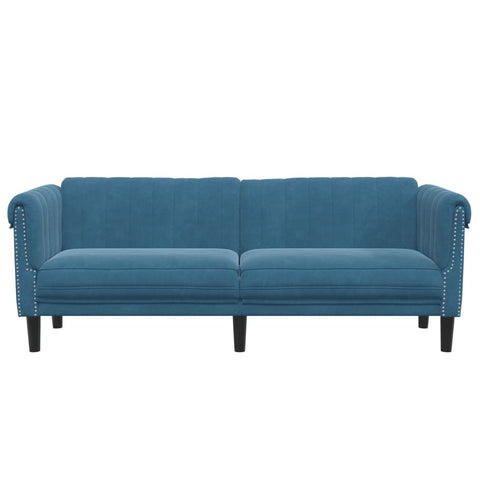 Sofa 3-Sitzer Blau Samt