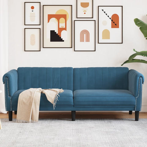 Sofa 3-Sitzer Blau Samt