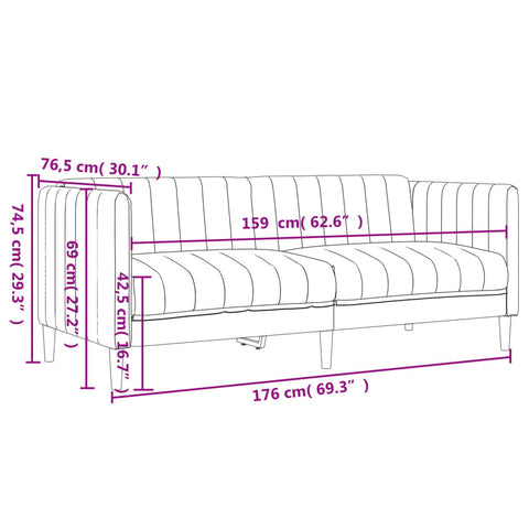 Sofa 2-Sitzer Dunkelgrau Stoff