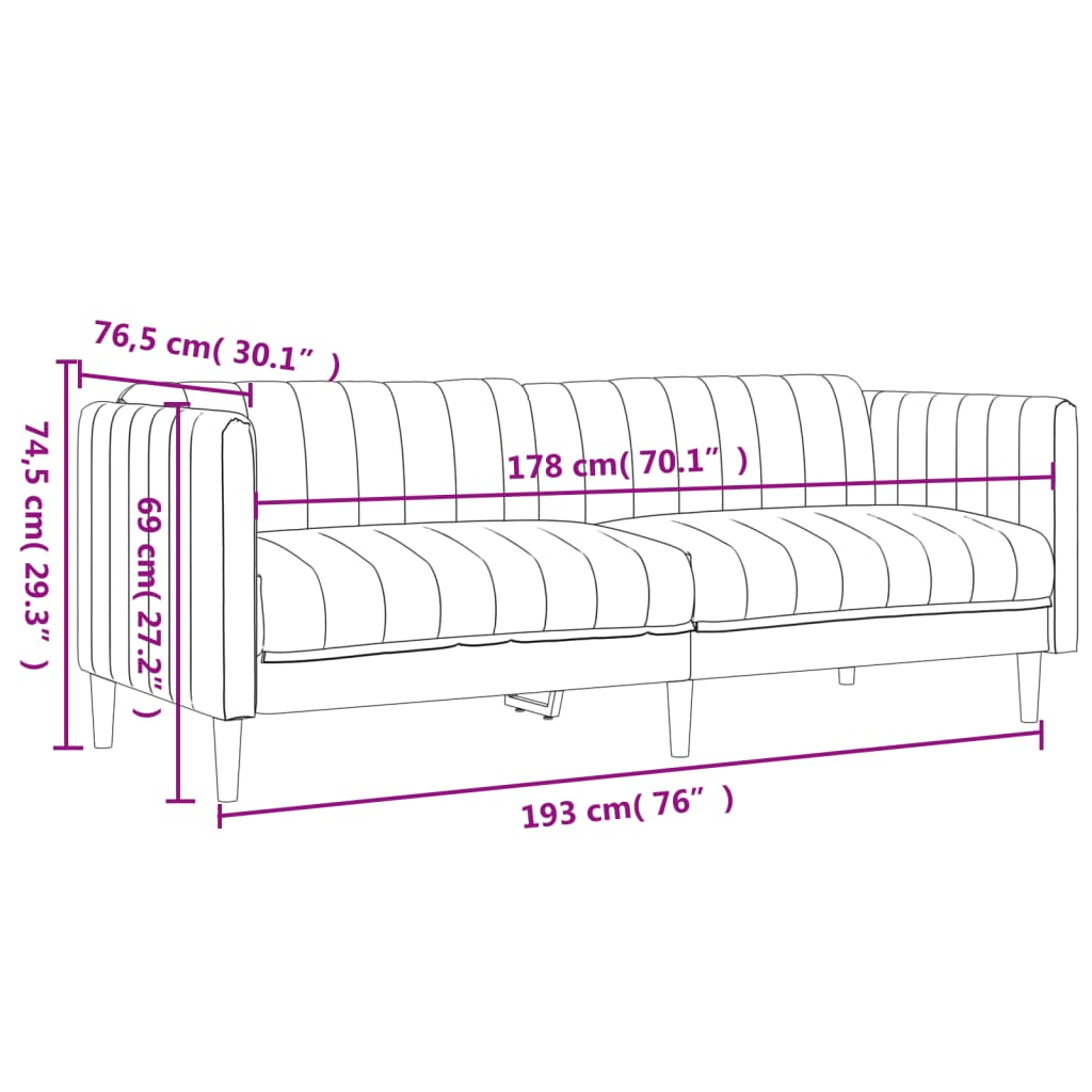 Sofa 3-Sitzer Dunkelgrau Stoff