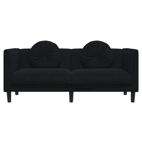 Sofa mit Kissen 2-Sitzer Schwarz Samt