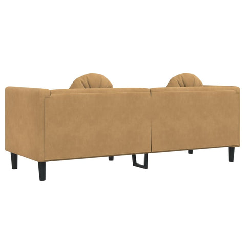 3-Sitzer Sofa mit Kissen Braun Kunstleder Wildleder-Optik