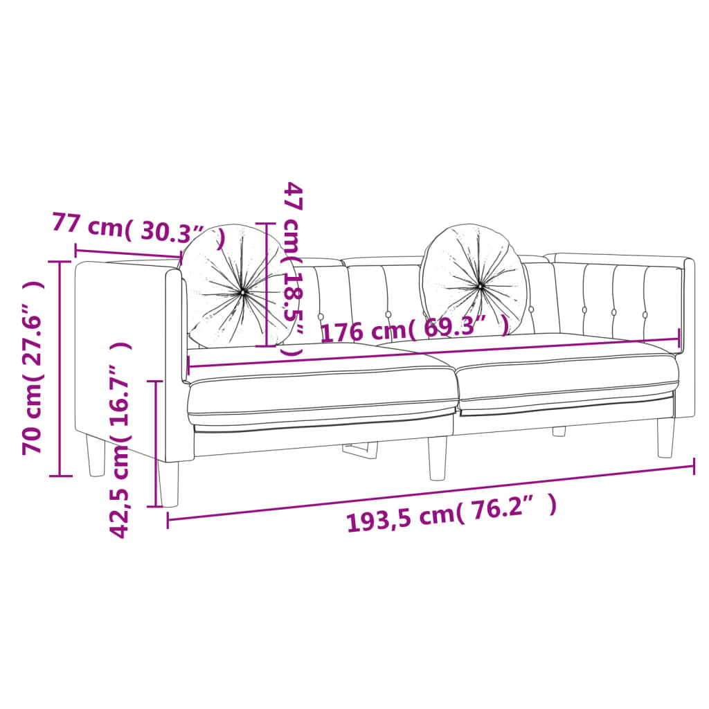 3-Sitzer Sofa mit Kissen Braun Kunstleder Wildleder-Optik