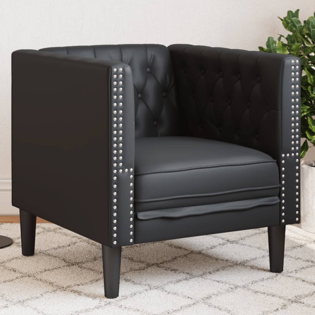 Chesterfield-Sessel Schwarz Kunstleder