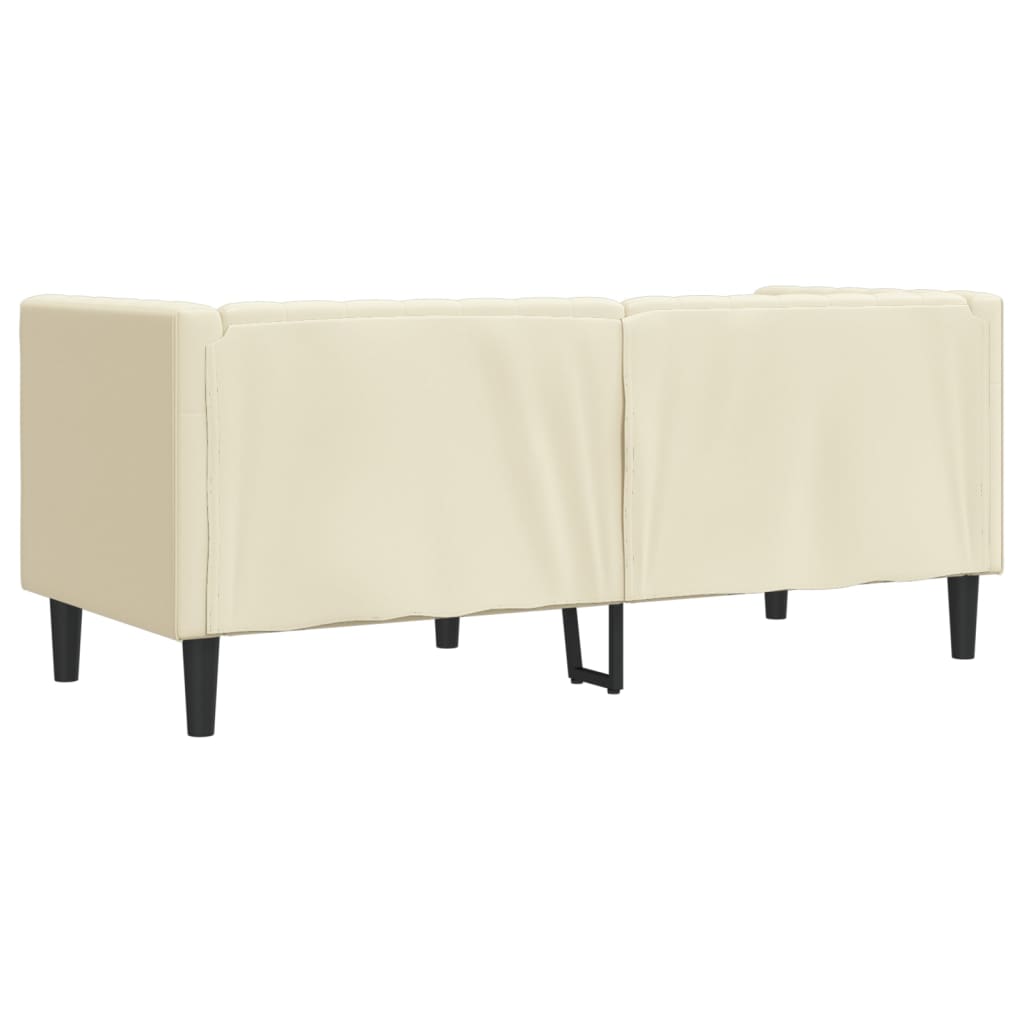 Chesterfield-Sofa 2-Sitzer Creme Kunstleder