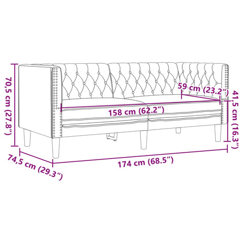 Chesterfield-Sofa 2-Sitzer Creme Kunstleder