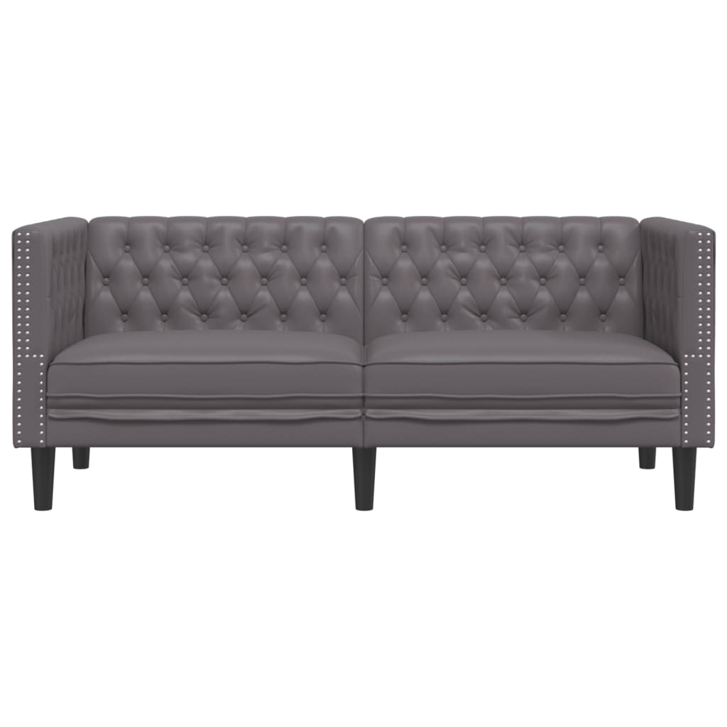 Chesterfield-Sofa 2-Sitzer Grau Kunstleder