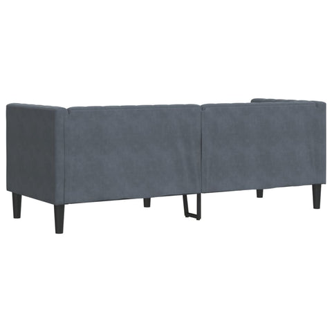 Chesterfield-Sofa mit Nackenrollen 3-Sitzer Dunkelgrau Samt